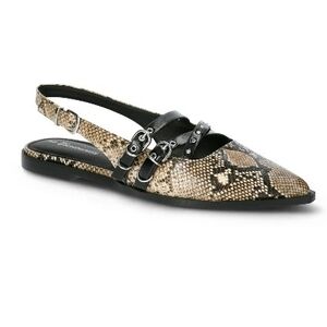No Boundaries Snakeskin Pattern Slingback Flats